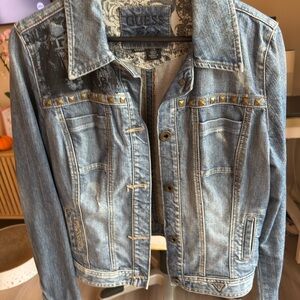 Guess Women's Studded Light Blue Denim Jacket
